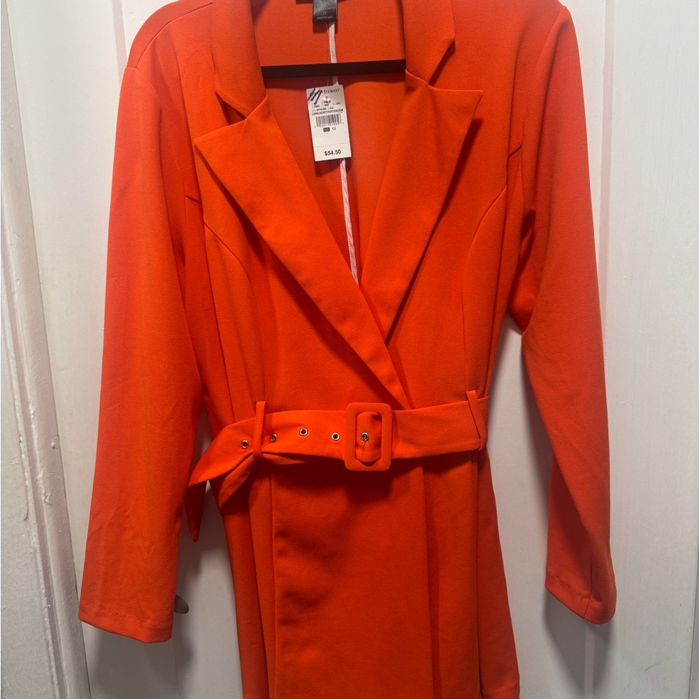 Ashley Stewart Vibrant Orange Belted Blazer